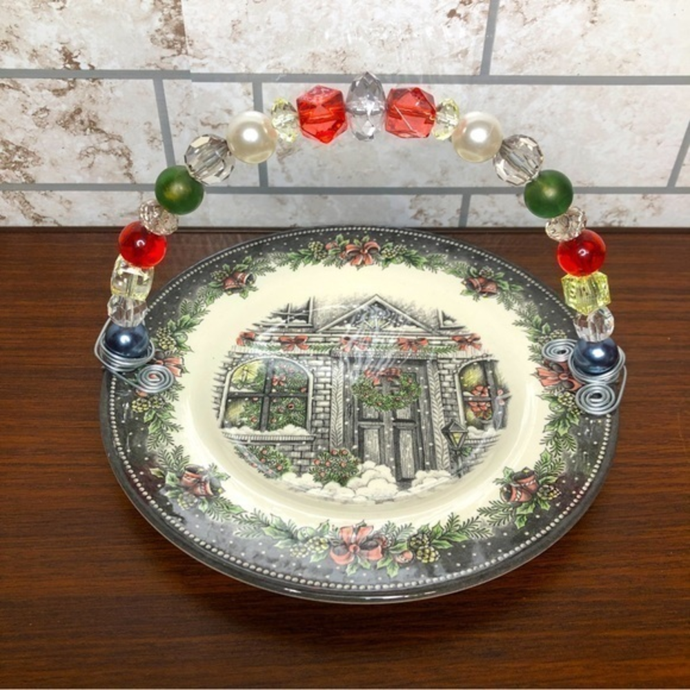 Royal Stafford‎ Christmas Home plate with custom beaded handle
